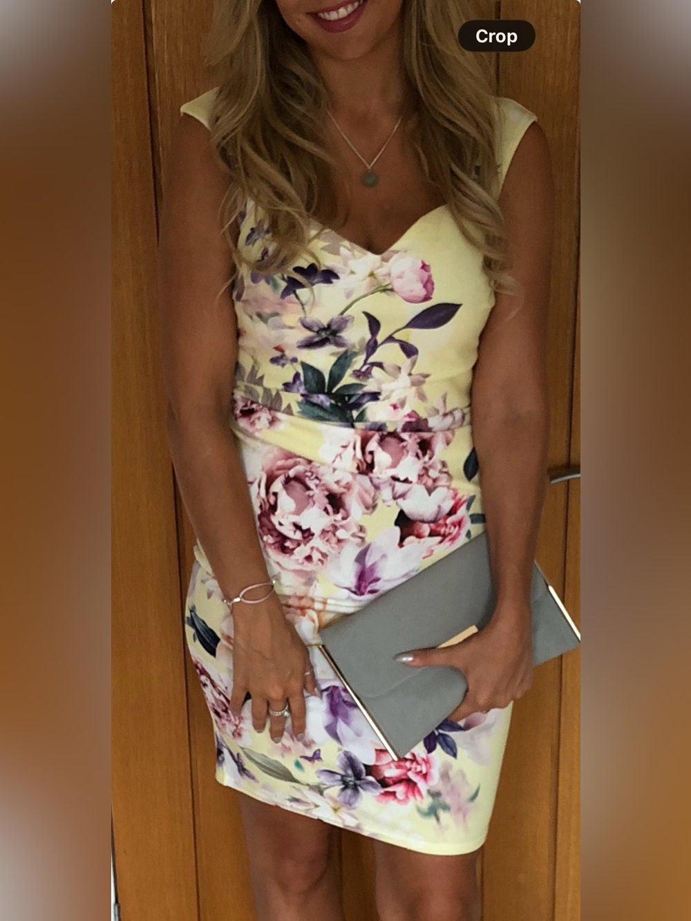 Lipsy Pale Yellow Floral V-Neck Midi Dress